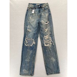 PacSun Jeans Women's 25 90s Boyfriend Light Blue Denim Distressed‎ Bleached NWT